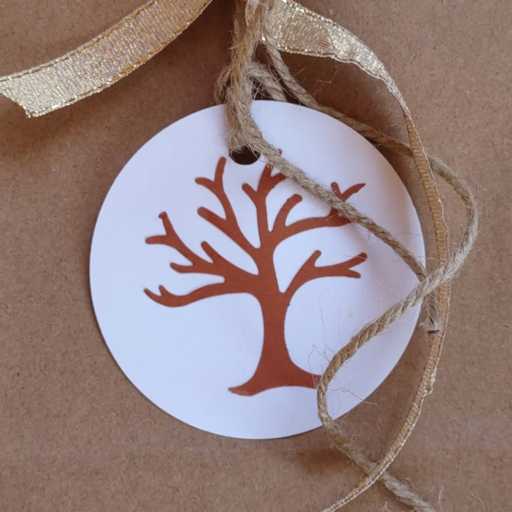 7 Brown gift bags with handmade tags